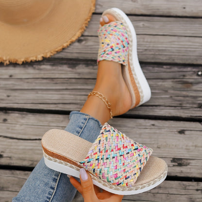 Plattform Strohsandalen Damen