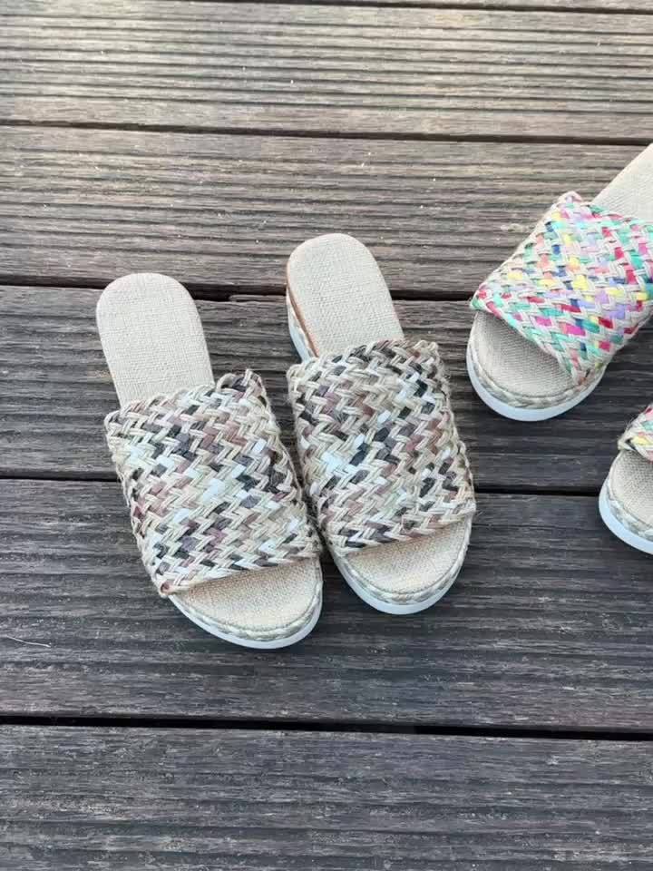 Plattform Strohsandalen Damen