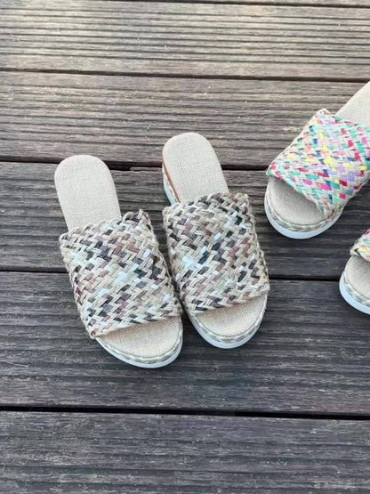 Plattform Strohsandalen Damen