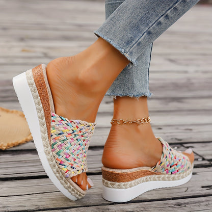 Plattform Strohsandalen Damen