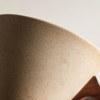 2-teiliges Keramik-Kaffeetassen-Set mit Holzgriff