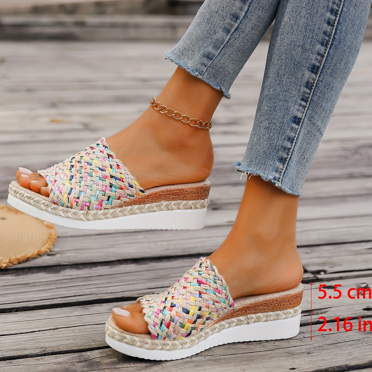 Plattform Strohsandalen Damen
